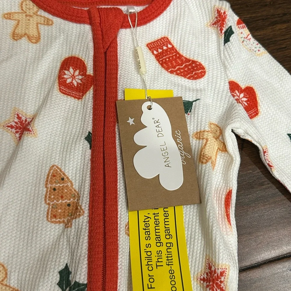 Angel Dear Organic Christmas Footless Zipper Pajamas 18-24M NWT - Picture 3 of 5